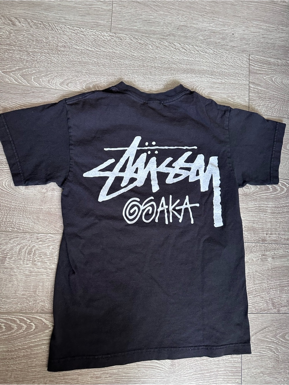 Stussy Osaka Logo Tee Black with White Graphic